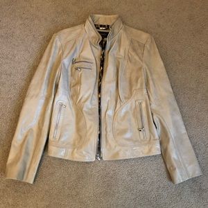 Laundry by Shelli Segal Beige Leather Jacket